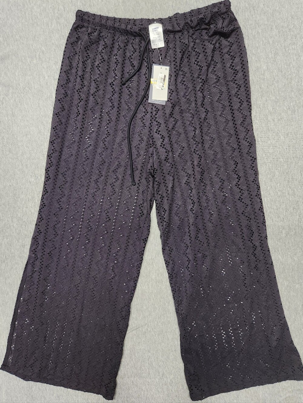 Lands’ End Women’s Crochet Side‑Slit Cover‑Up Pants – Black (Size M)